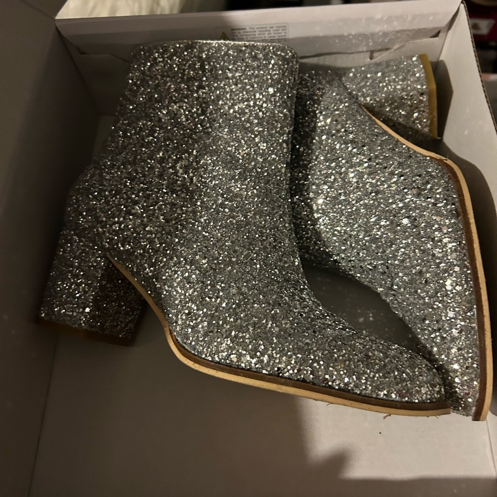Silver Glitter Ankle Boots
